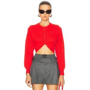 Alexander Wang Split Hem Long Sleeve Cardigan in Fiery Red